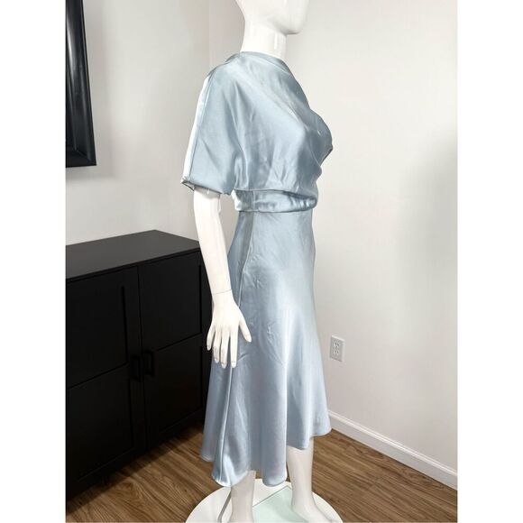 Amsale Womens Fluid Satin Draped One-Shoulder Cocktail Dress Jade Size 0 - Picture 6 of 8